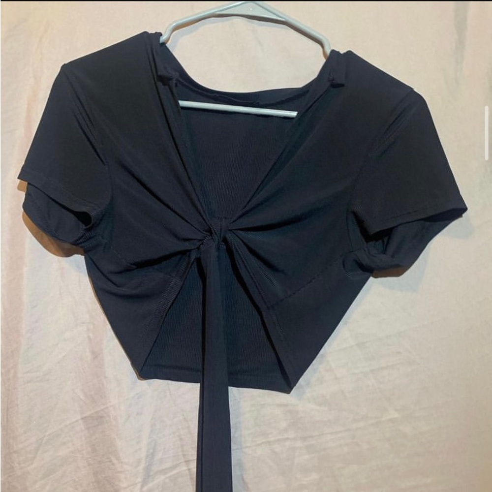 black cross over shirt